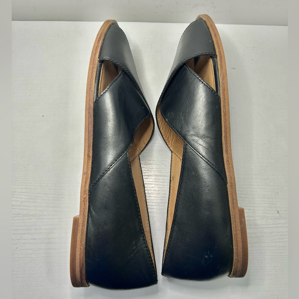 Madewell The Blaine Crisscross Flat Black Leather Open Toe Flats Size 7.5 - Picture 10 of 16